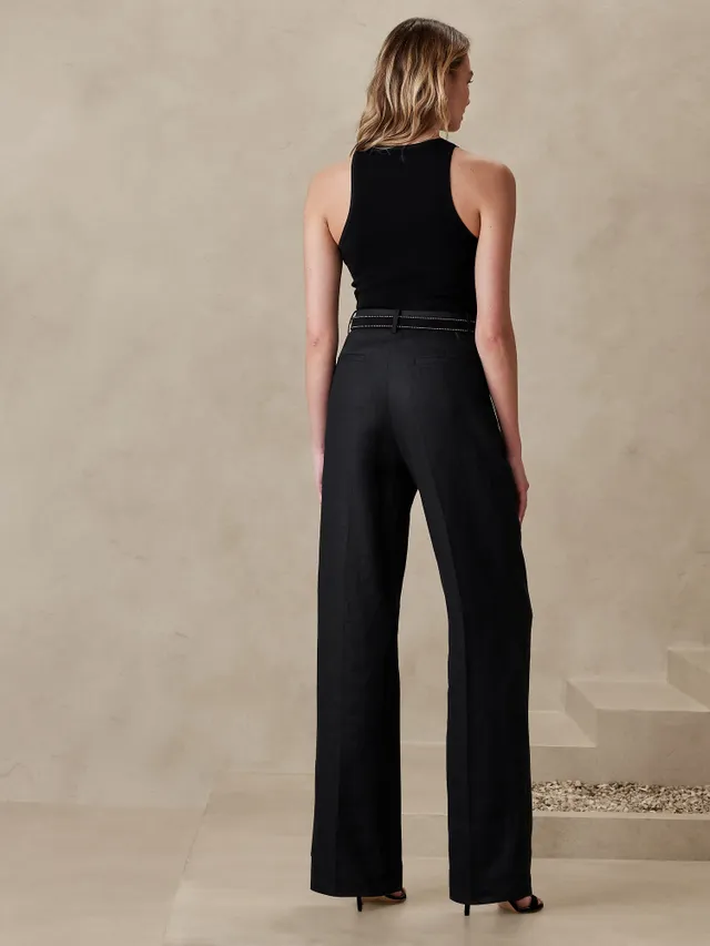 Scuba Crepe Pant with Tie-Belt - Short Inseam