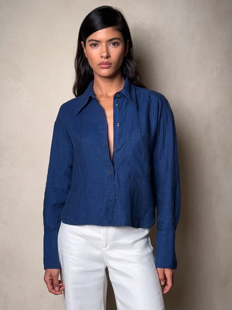 The Boxy Cropped Linen Shirt