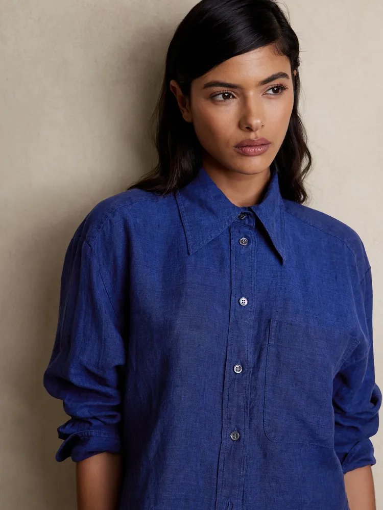 The Boxy Cropped Linen Shirt