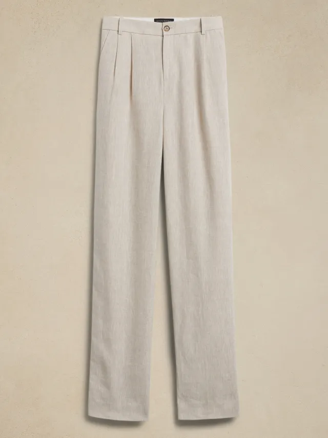 Salma Wide-Leg Linen Tuxedo Pant