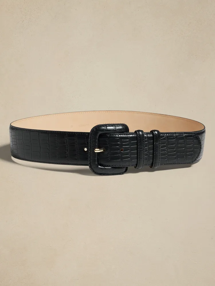 Aurora Embossed Leather Waist Belt