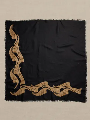 Botanica Embroidered Linen Scarf