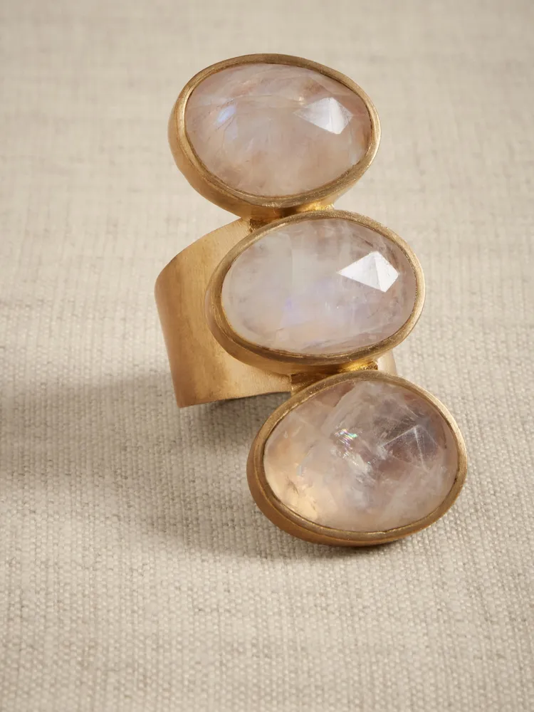 Triple Gemstone Moonstone Ring | Aureus + Argent