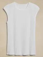 Ribbed Cap-Sleeve T-Shirt