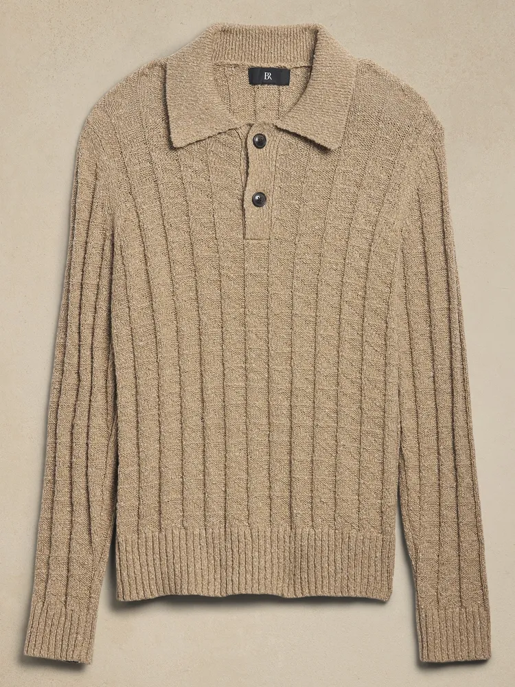 Palisades Cotton-Linen Sweater Polo