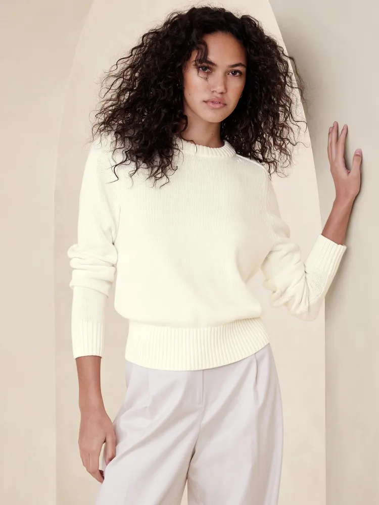 Cotton-Silk Crew-Neck Sweater