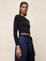 Refined Long-Sleeve Crop T-Shirt