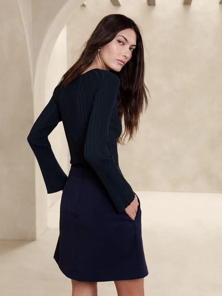 Cece Flare-Sleeve Sweater Top