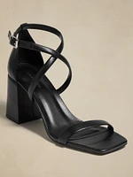 Italian Leather Block-Heel Sandal