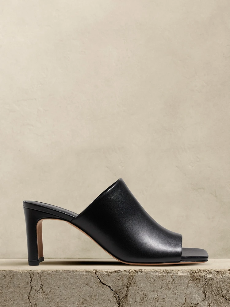 Lucca Leather Square-Toe Mule