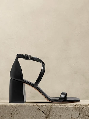 Italian Leather Block-Heel Sandal