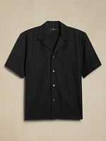 Poplin Resort Shirt with Perforated Detail