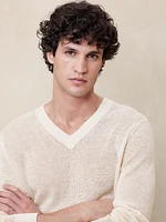 Linen V-Neck Sweater