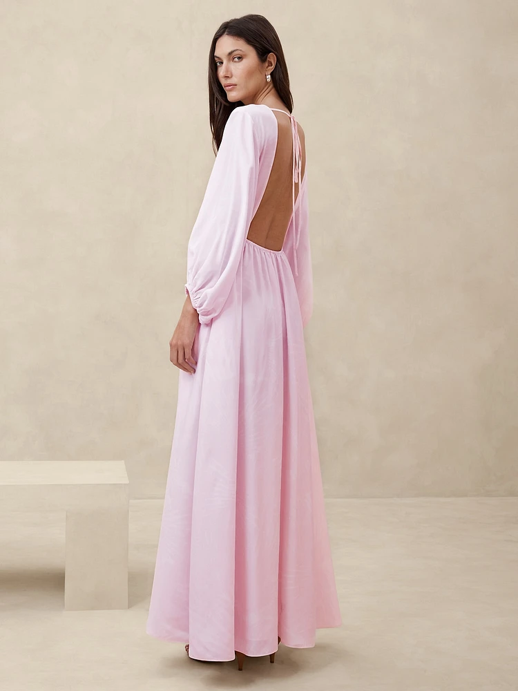 Silk Habotai Backless Maxi Dress