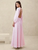 Silk Habotai Backless Maxi Dress