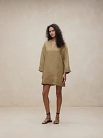 European Linen Kaftan Mini Dress