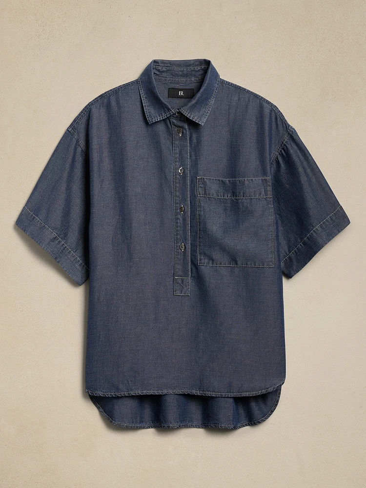 Oversized TENCEL™-Linen Popover Shirt