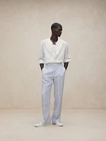 Pleated Straight Linen Pant