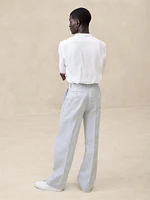 Pleated Straight Linen Pant