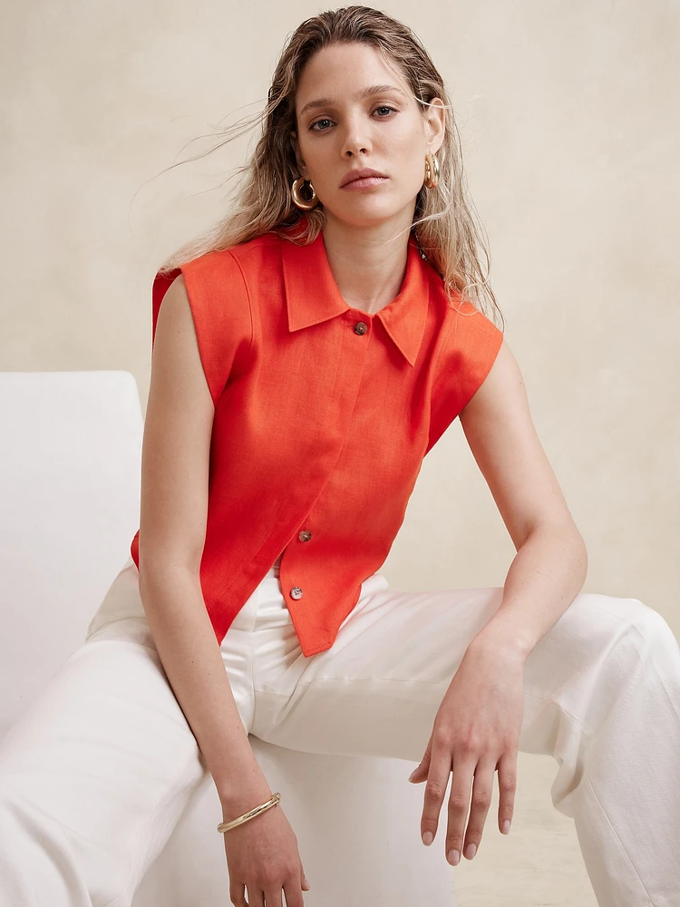 Linen Cropped Shirt