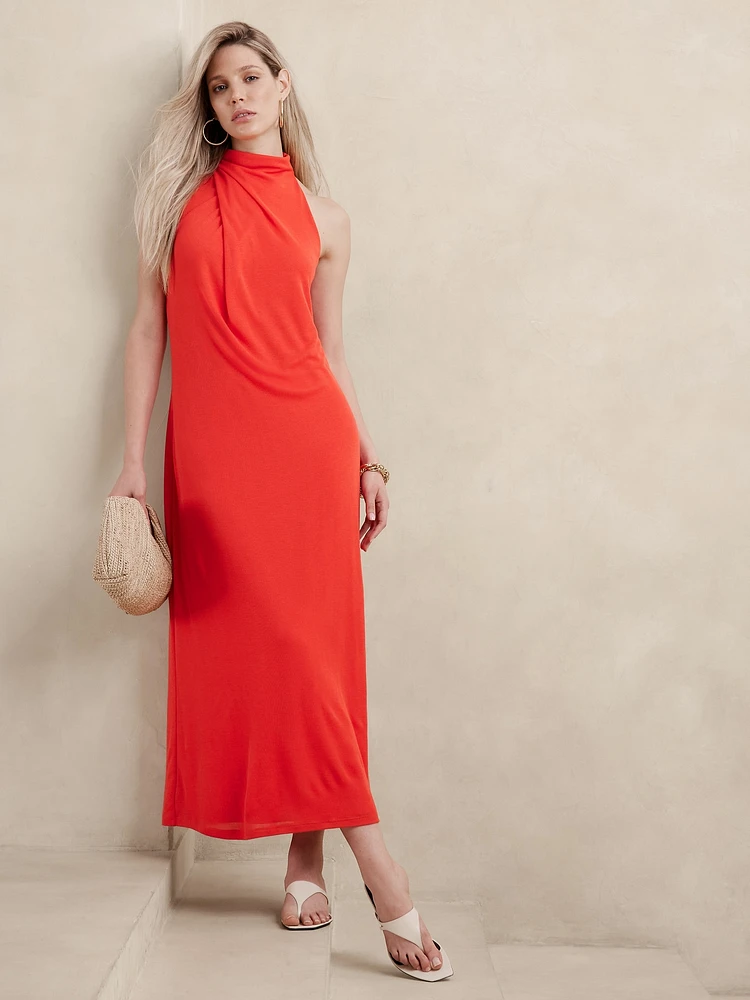 Draped Jersey Maxi Dress