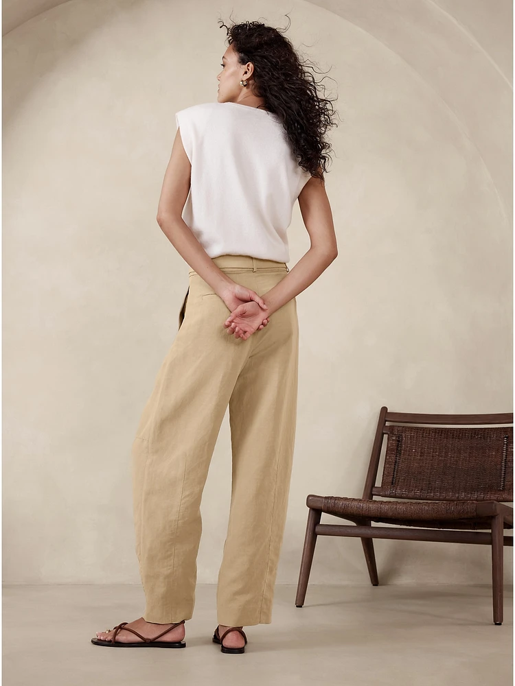 High-Rise Barrel Tencel™-Linen Pant