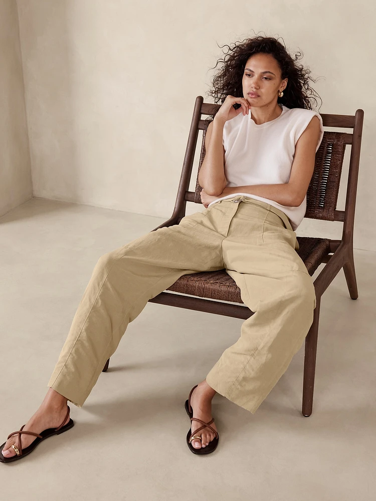 High-Rise Barrel Tencel™-Linen Pant