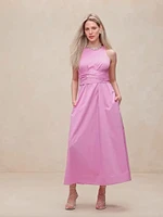 Stretch-Cotton Poplin Maxi Dress