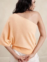 Cashmere-Linen One-Shoulder Sweater