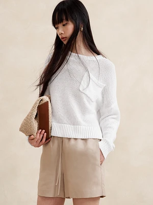 Linen-Cotton Boxy Sweater