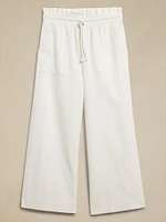 Hemp-Cotton Wide-Leg Paperbag Pant