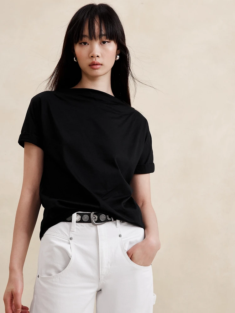 Cotton Roll-Cuff T-Shirt