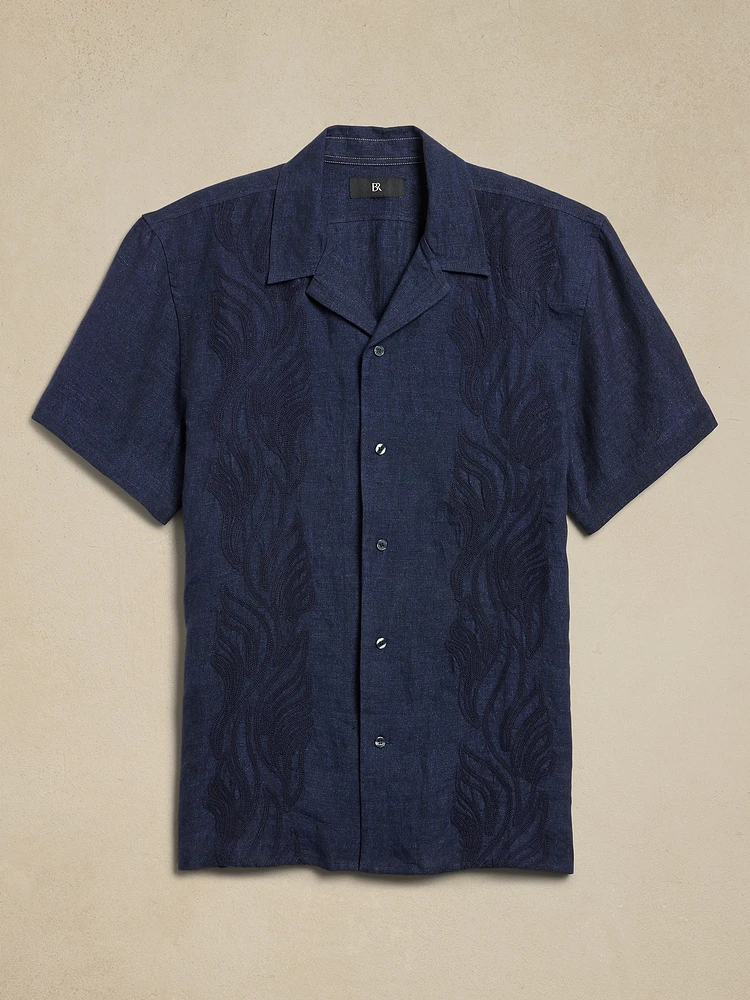 Embroidered Linen Resort Shirt