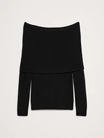 Lightweight Cashmere Off-Shoulder Sweater