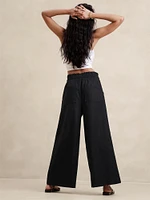 Hemp-Cotton Wide-Leg Paperbag Pant