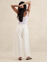 Hemp-Cotton Wide-Leg Paperbag Pant