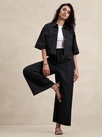 Hemp-Cotton Wide-Leg Paperbag Pant