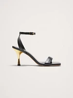 Italian Leather Flare-Heel Sandal