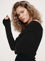 Lightweight Cashmere Off-Shoulder Sweater