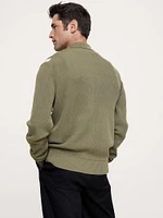 Cotton Button-Down Sweater Polo