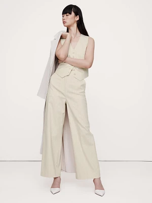 High-Rise Wide-Leg Cropped Pinstripe Pant