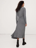 Wool-Blend Asymmetric Midi Dress