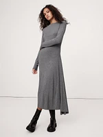 Wool-Blend Asymmetric Midi Dress