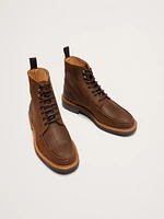 Lace-Up Italian Waxed Suede Boot