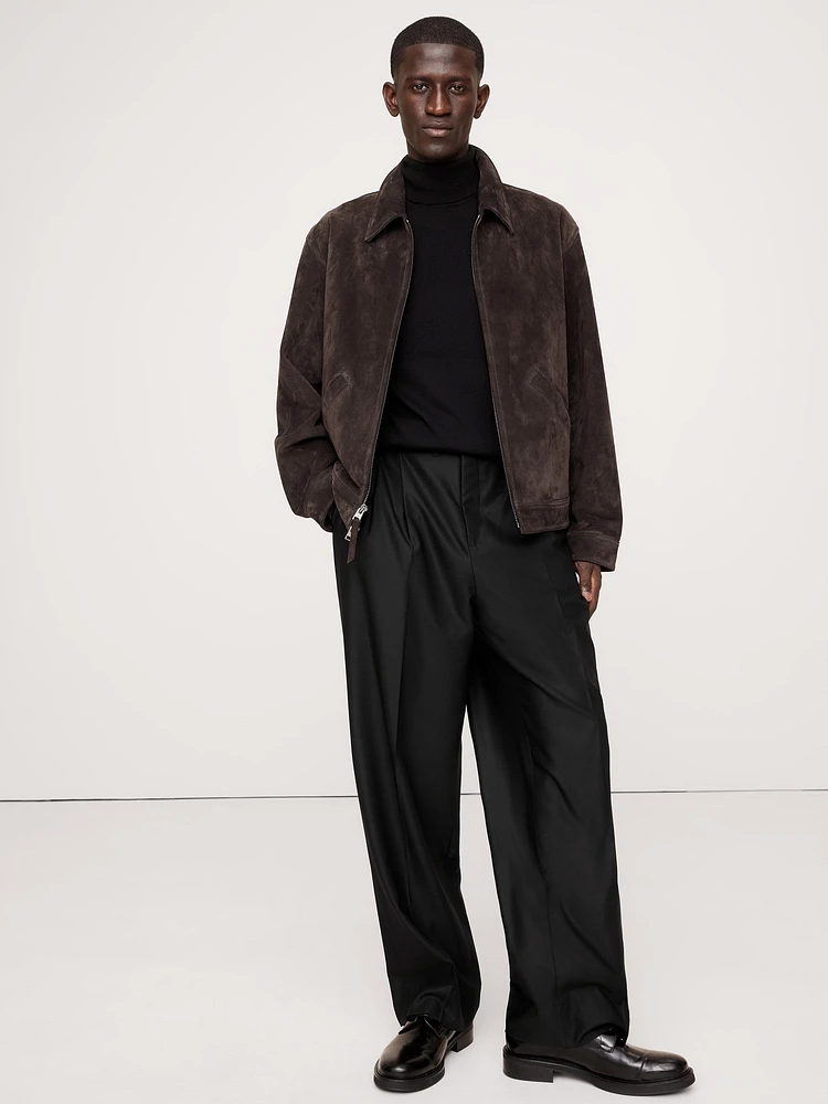 Signature Italian Hopsack Wide-Leg Pant