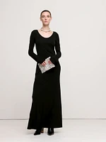 Crepe Knit Scoop-Neck Maxi Dress