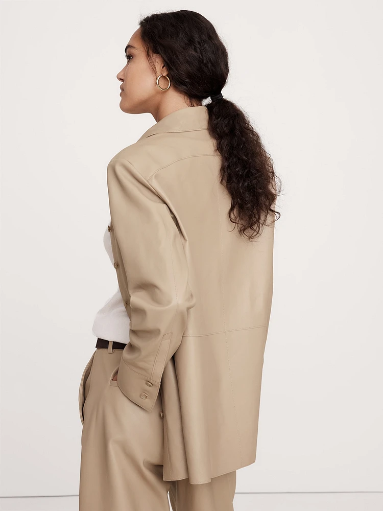 Relaxed Leather Overshirt