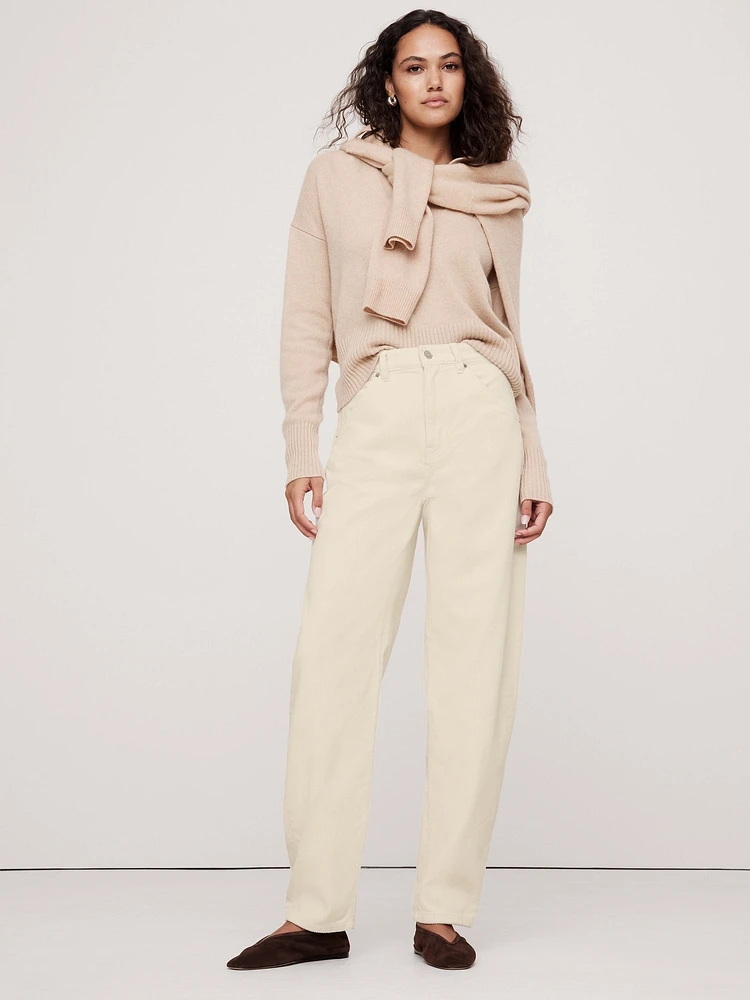 High-Rise Bow Corduroy Pant