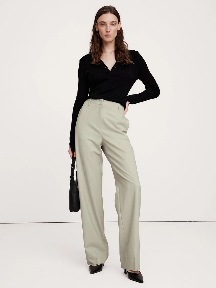 High-Rise Modern Straight Wool Pant