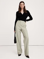 High-Rise Modern Straight Wool Pant